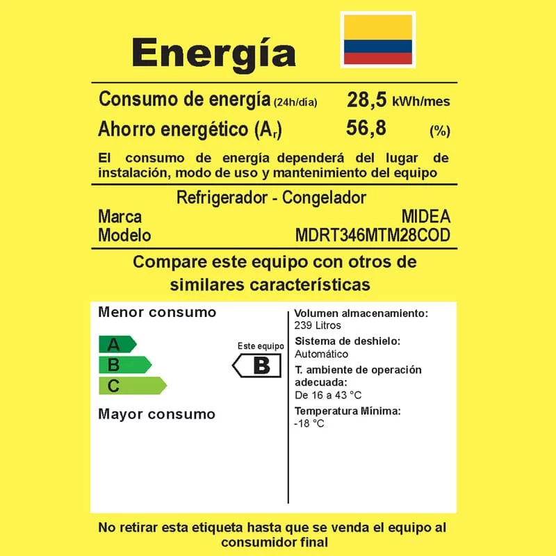 Nevera Midea 239 Litros No Frost Negra Inverter MDRT346MTM28COD