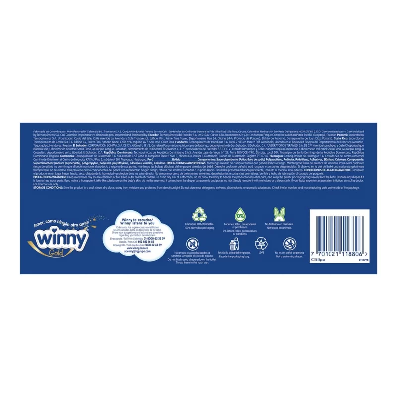 Pañal Winny Gold Etapa 4 Paquete x 30 und