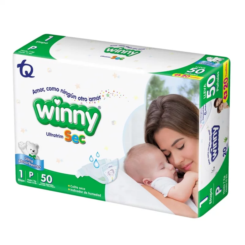 Pañal Winny Sec Etapa 1 Por 50 und + Toalla Aloe x 20 und