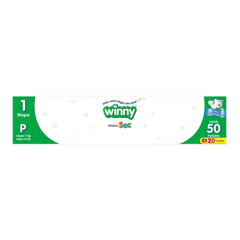 Pañal Winny Sec Etapa 1 Por 50 und + Toalla Aloe x 20 und
