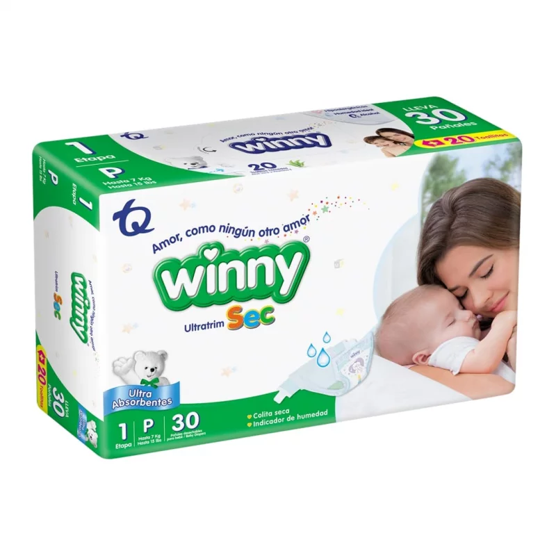 Pañal Winny Sec Etapa 1 x 30 und + Toalla Aloe x 20 und