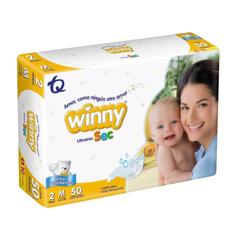 Pañal Winny Sec Etapa 2 x 50 und + Toalla Aloe x 10 und