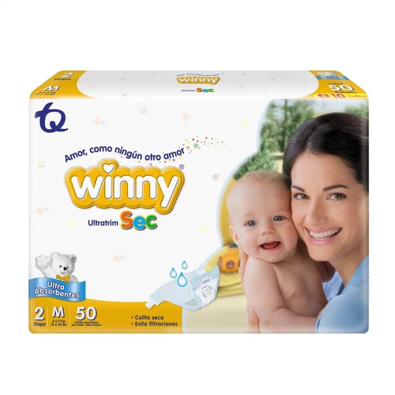 Pañal Winny Sec Etapa 2 x 50 und + Toalla Aloe x 10 und