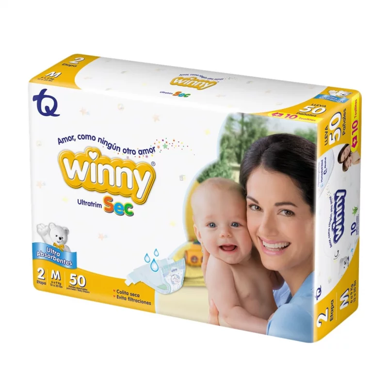 Pañal Winny Sec Etapa 2 x 50 und + Toalla Aloe x 10 und