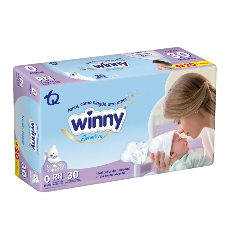 Pañal Winny Sensitive Etapa 0 - 30 und Gratis 20 Toallas