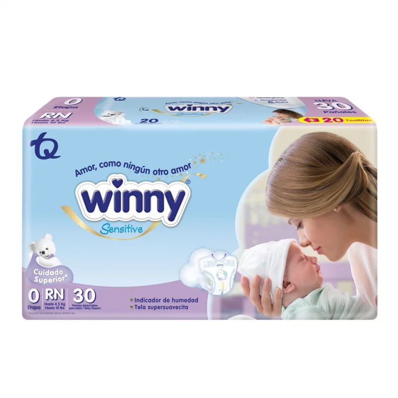 Pañal Winny Sensitive Etapa 0 - 30 und Gratis 20 Toallas