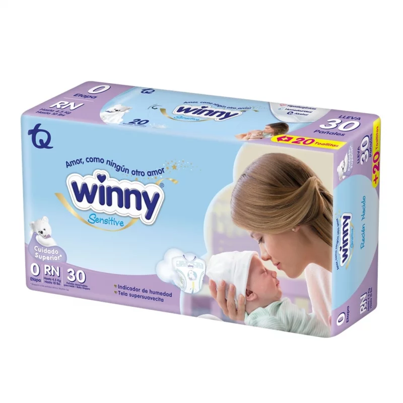 Pañal Winny Sensitive Etapa 0 - 30 und Gratis 20 Toallas
