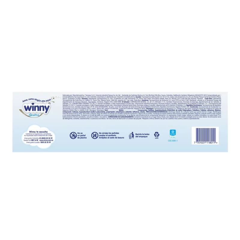 Pañal Winny Sensitiveet Etapa 1 x 30
