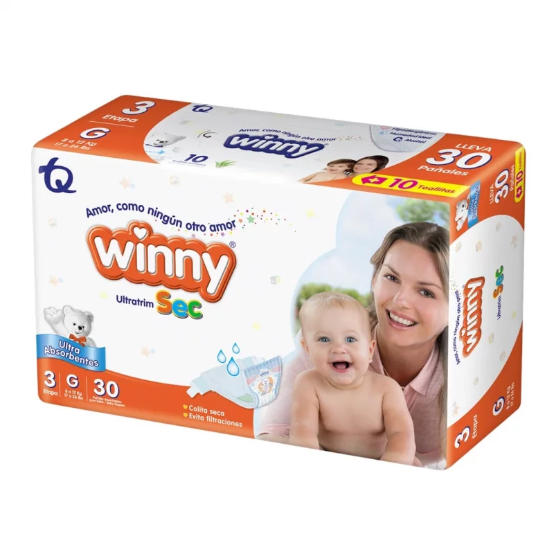 Pañal Winny Ultratrim Sec Etapa 3 - 30 und Gratis 10 Toallas