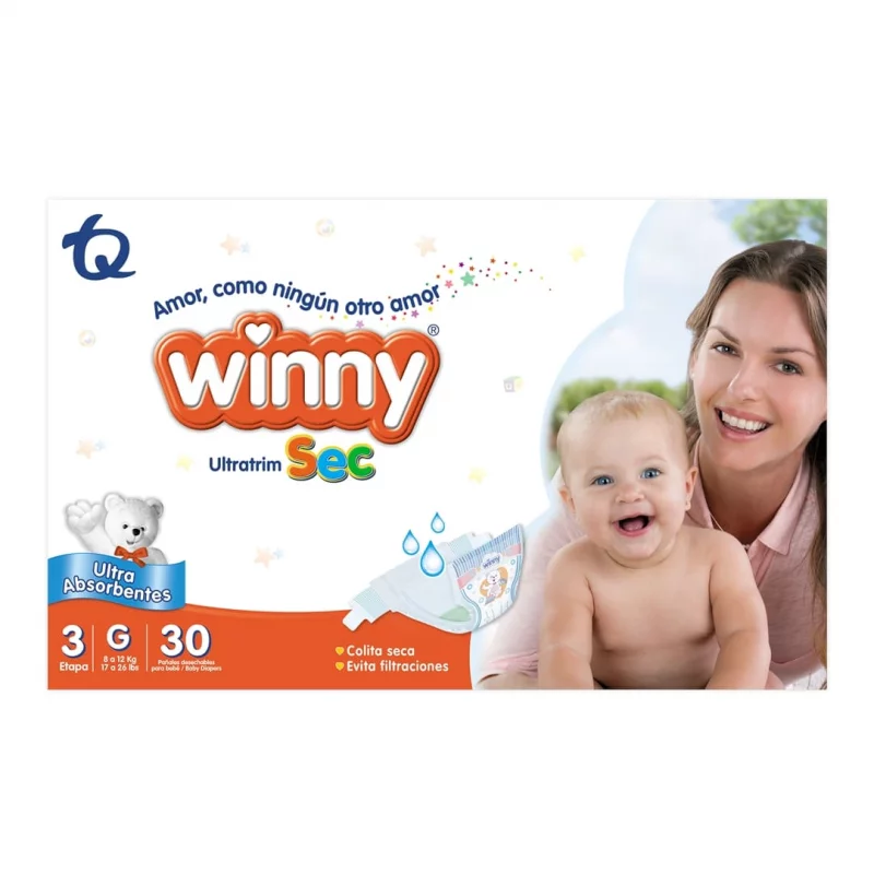 Pañal Winny Ultratrim Sec Etapa 3 - 30 und Gratis 10 Toallas
