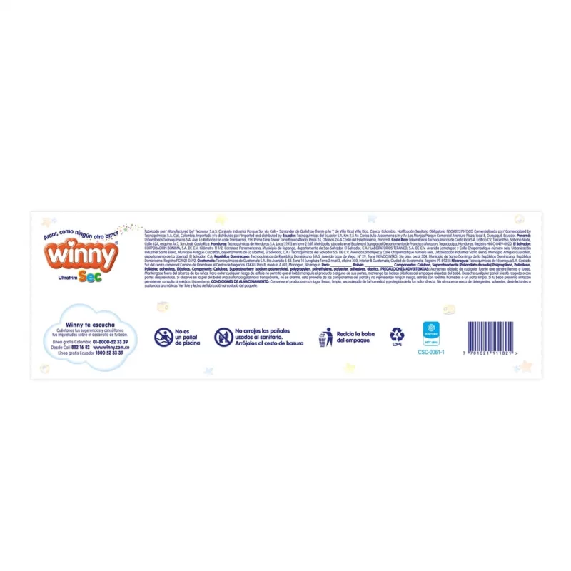 Pañal Winny Ultratrim Sec Etapa 3 - 30 und Gratis 10 Toallas