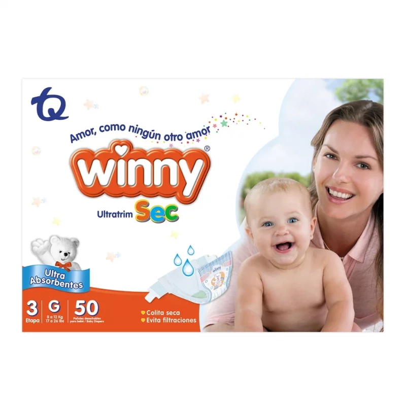 Pañal Winny Ultratrim Sec Etapa 3 - 50 und Gratis 10 Toallas