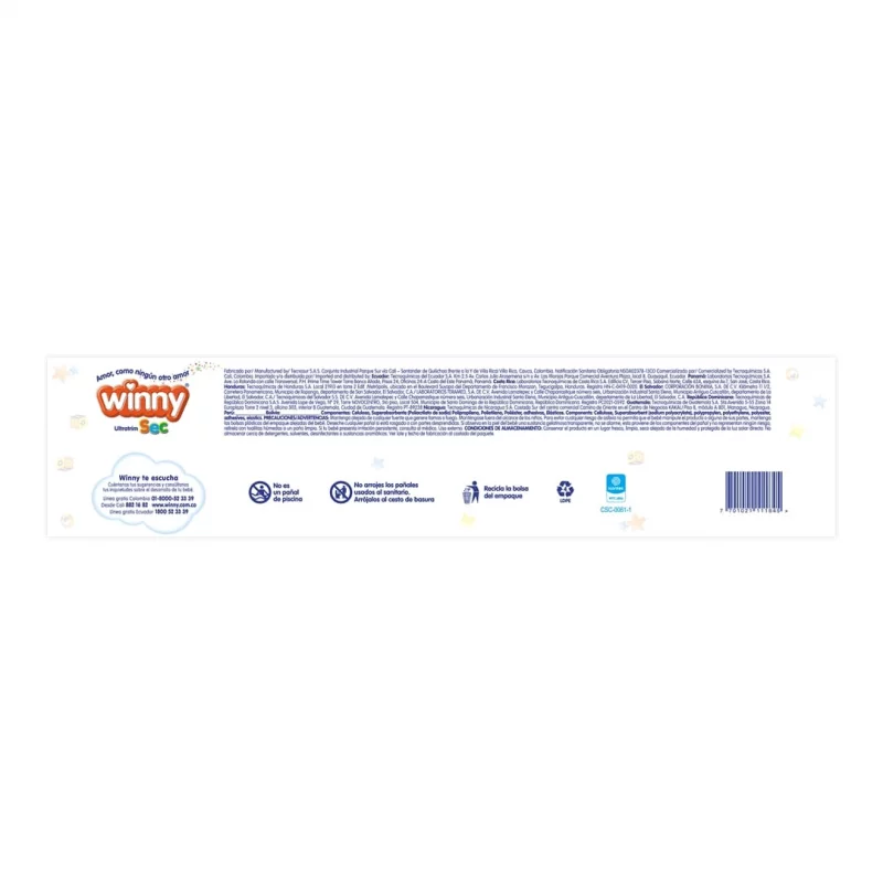 Pañal Winny Ultratrim Sec Etapa 3 - 50 und Gratis 10 Toallas