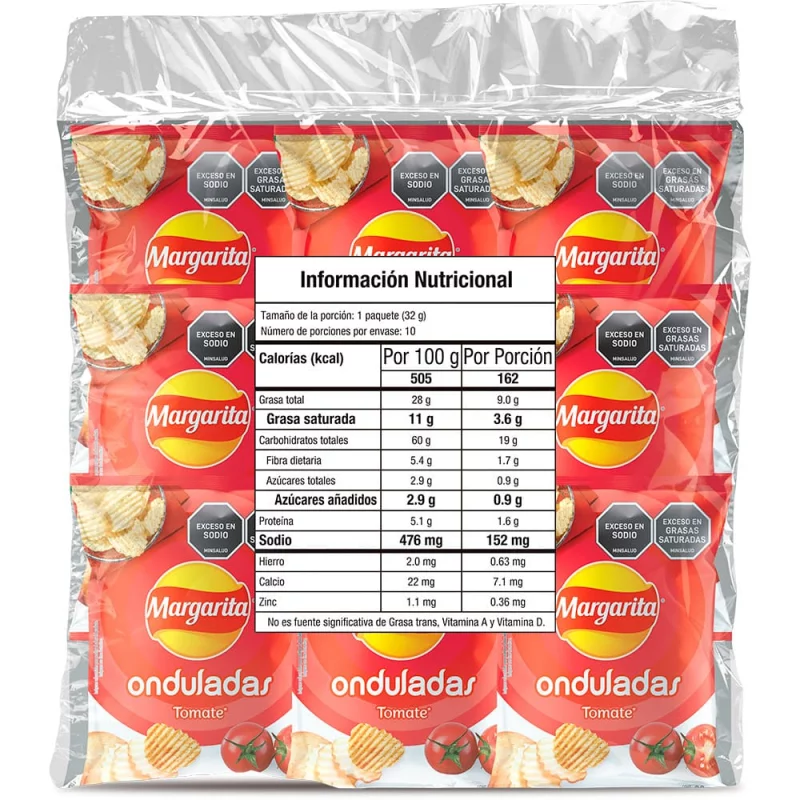 Papas Margarita Tomate Ondulada x10 und - 320 g
