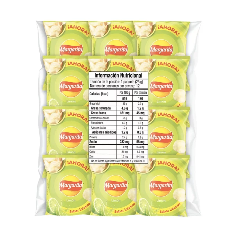 Papas Margarita X12/Limón 300 g
