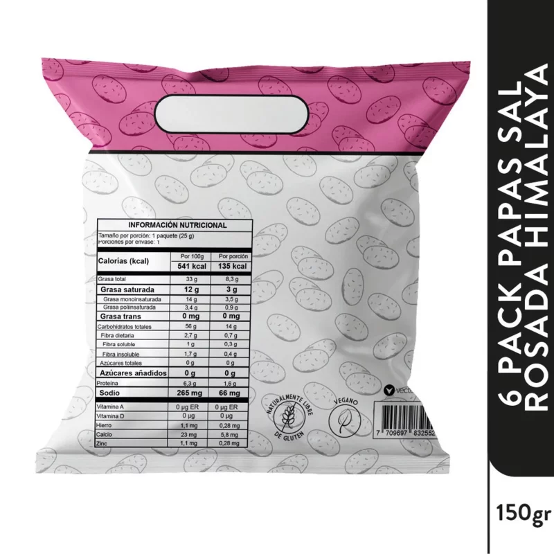Papas Monterojo Sal Rosada 6 x 25  g