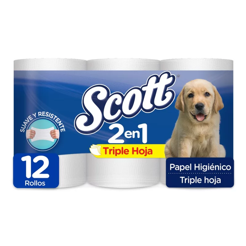 Papel Higiénico Scott 2 En 1 Jumbo x 12 rollos 352.8 m
