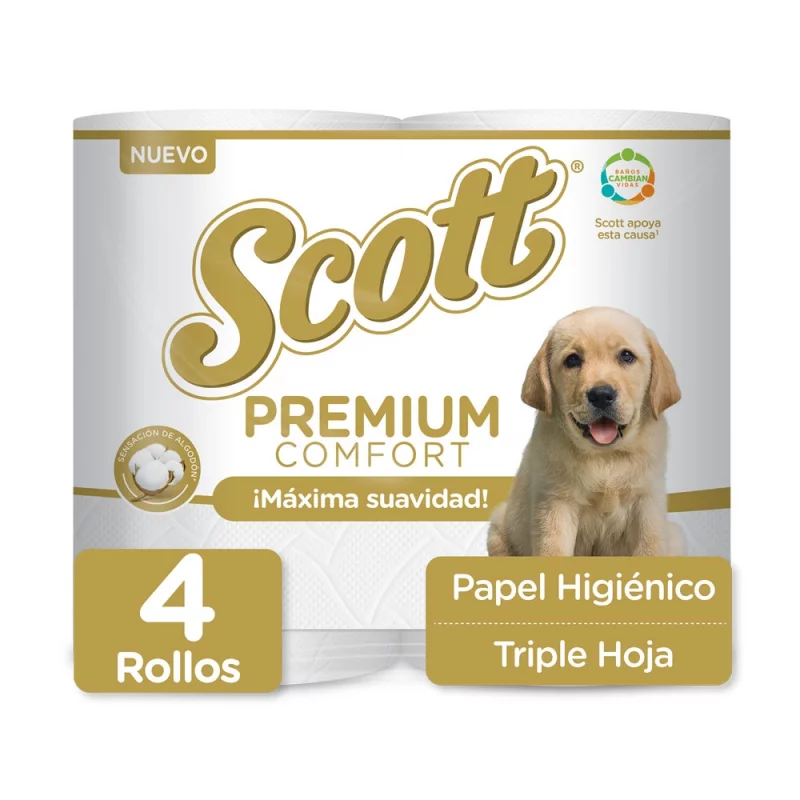 Papel Higiénico Scott Premium Comfort Triple Hoja 4 rollos  99.2 m