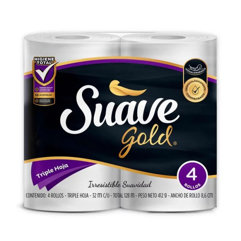 Papel Higiénico Suave Gold x 4 Rollos 128 m