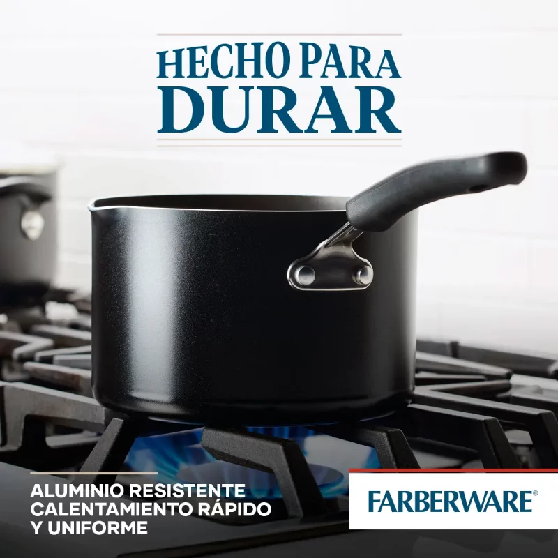 Perol Farberware Easy Clean Aa Aluminio Tapa Vidrio 2.8 Litros