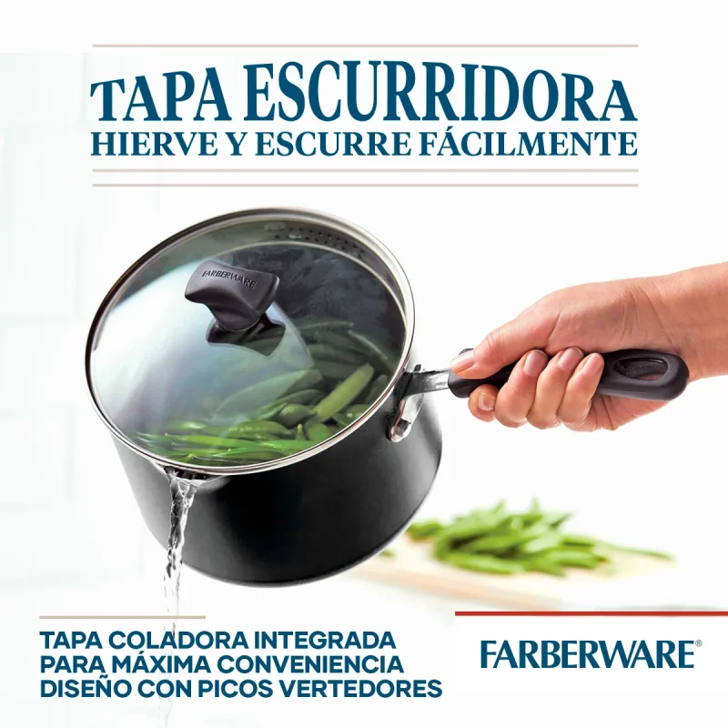 Perol Farberware Easy Clean Aa Aluminio Tapa Vidrio 2.8 Litros