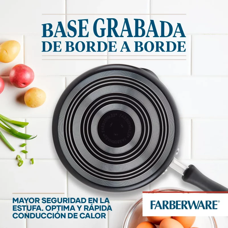 Perol Farberware Easy Clean Aa Aluminio Tapa Vidrio 2.8 Litros