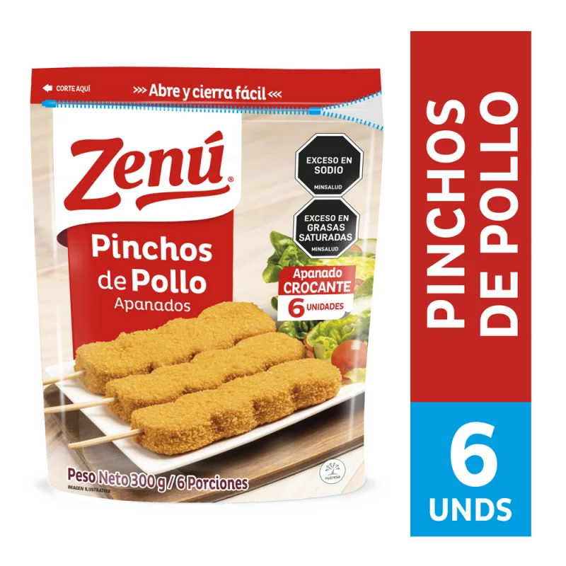 Pinchos De Pollo Zenu x 6 und x 300 g Apanado