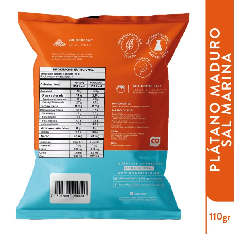 Plátanos Monterojo Maduros x 110 g
