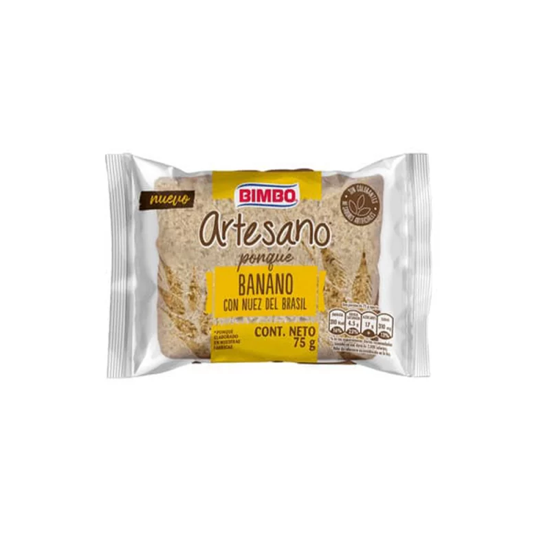 Ponque Bimbo Artesano Banano Nuez x 75 g