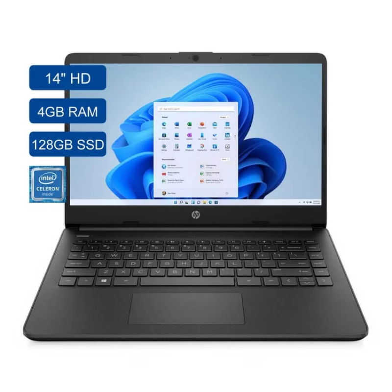 Portatil Hp 128 GB Estado Solido 4G 14" W11 Negro 14-DQ0500LA Celeron