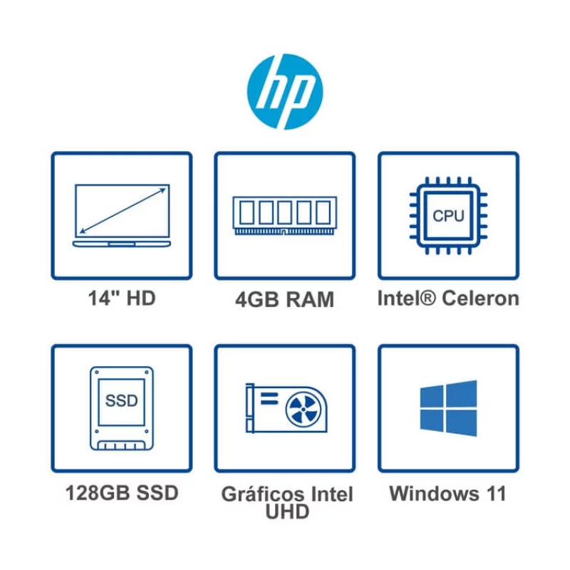 Portatil Hp 128 GB Estado Solido 4G 14" W11 Negro 14-DQ0500LA Celeron