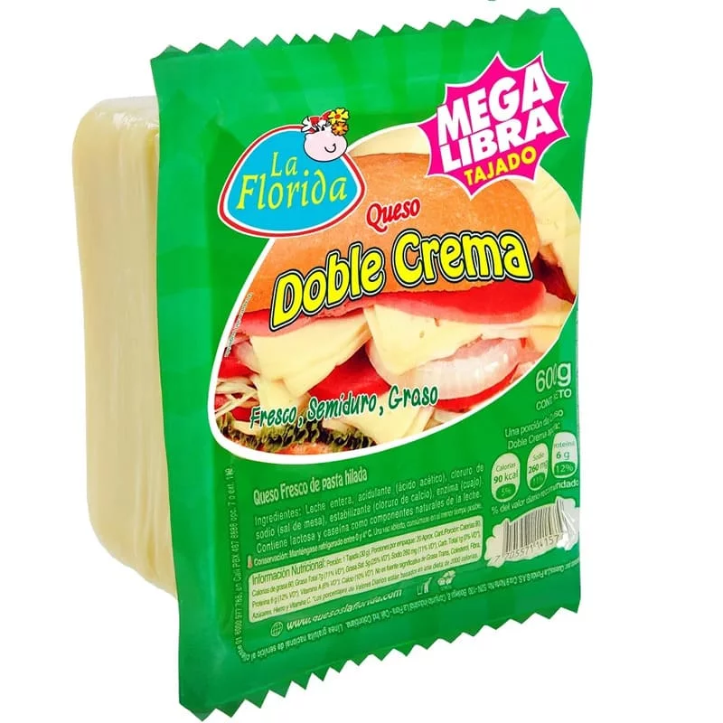 Queso La Florida Tajado Doble Crema x 600 g