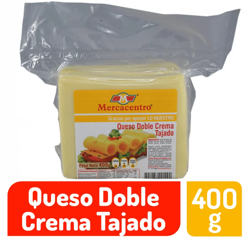 Queso Mercacentro Doble Crema Tajado 400 g