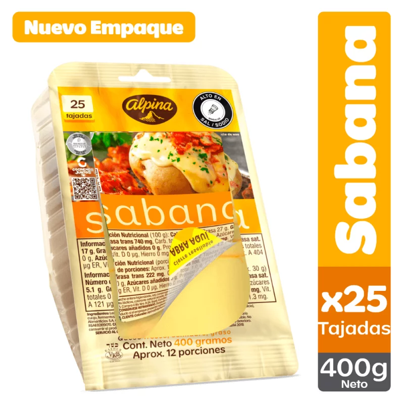 Queso Sabana 25 Tajadas - 400 g