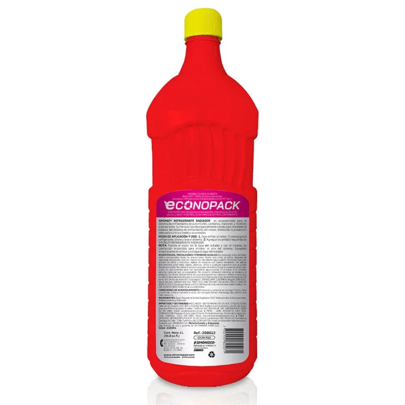 Refrigerante Radiador Simoniz Rojo Econopack x 1000 ml