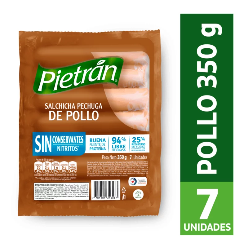 Salchicha Pietran Zenú Pollo Sin Conserv. 350 g