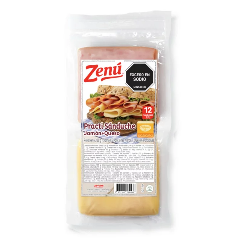 Sandwich Zenú Jamón + Queso x 388 g
