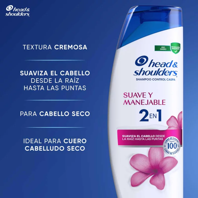 Shampoo Head And Shoulders 2 En 1 Suave Y Manejable x 650 ml