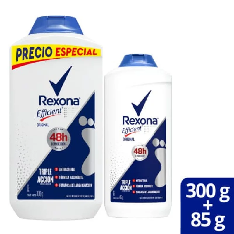 Talco Efficient Rexona 300 g + 85 g Original