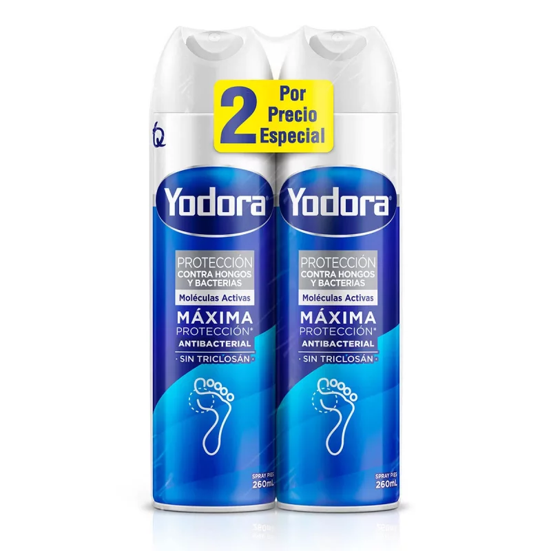 Talco Yodora Spray Antibacterial 2 x 260 ml Precio Especial