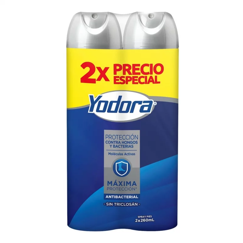 Talco Yodora Spray Antibacterial 2 x 260 ml Precio Especial