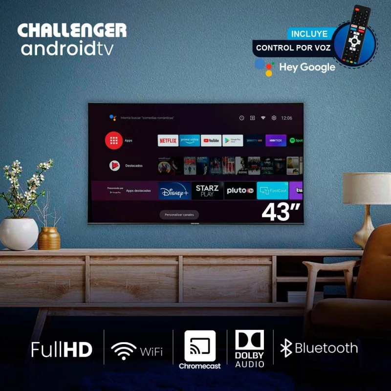Televisor Challenger 43 Pulgadas Smart Tv Android LED 43LO69 BT 