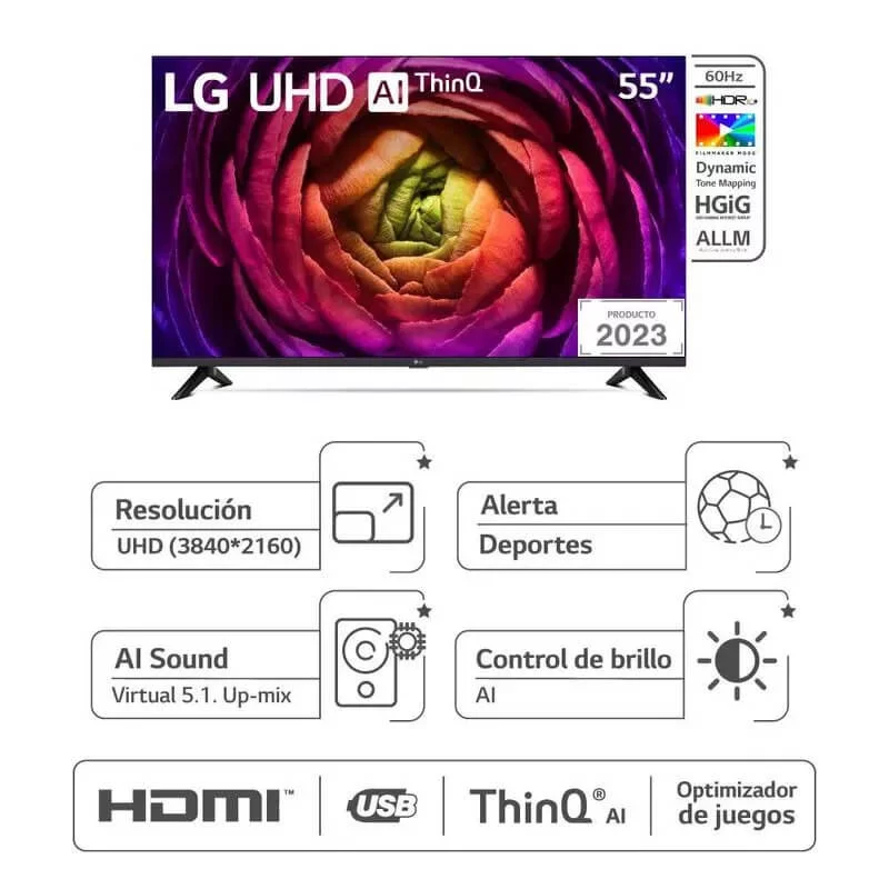 Tv 𝗟𝗚 led 4K UHD Smart 55″ – 55UM7100PSA – Importaciones SUR