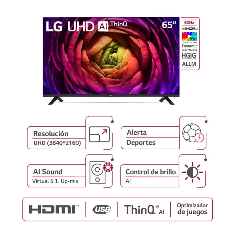 Televisor LG 65 Pulgadas 4K UHD Smart Tv 65UR7300PSA