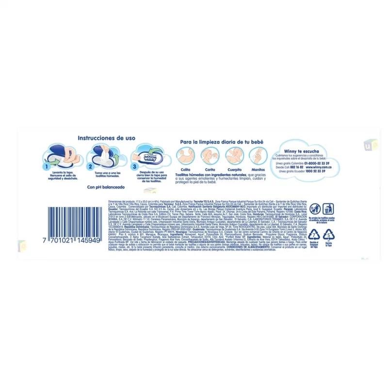 Toallitas Winny Aloe 100 und