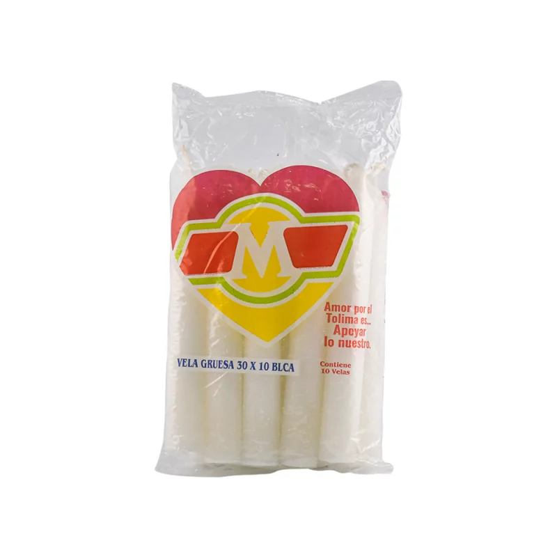 Vela Mercacentro Gruesa Blanca x 10 und