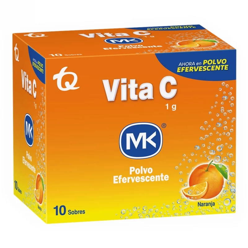 Vitamina C Mk Efervecente Polvo Sabor Naranja x 10 und