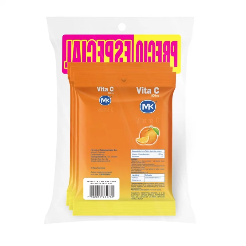 Vitamina C Mk Masticable 3 x 12 und Naranja Precio Especial