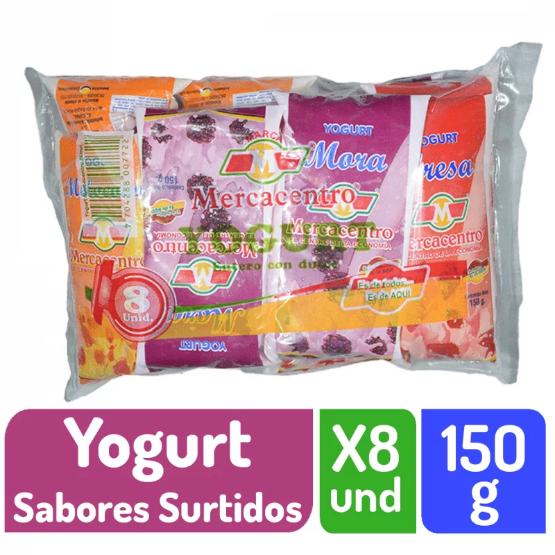 Yogurt Mercacentro Bolsa Surtido 8X 150 g