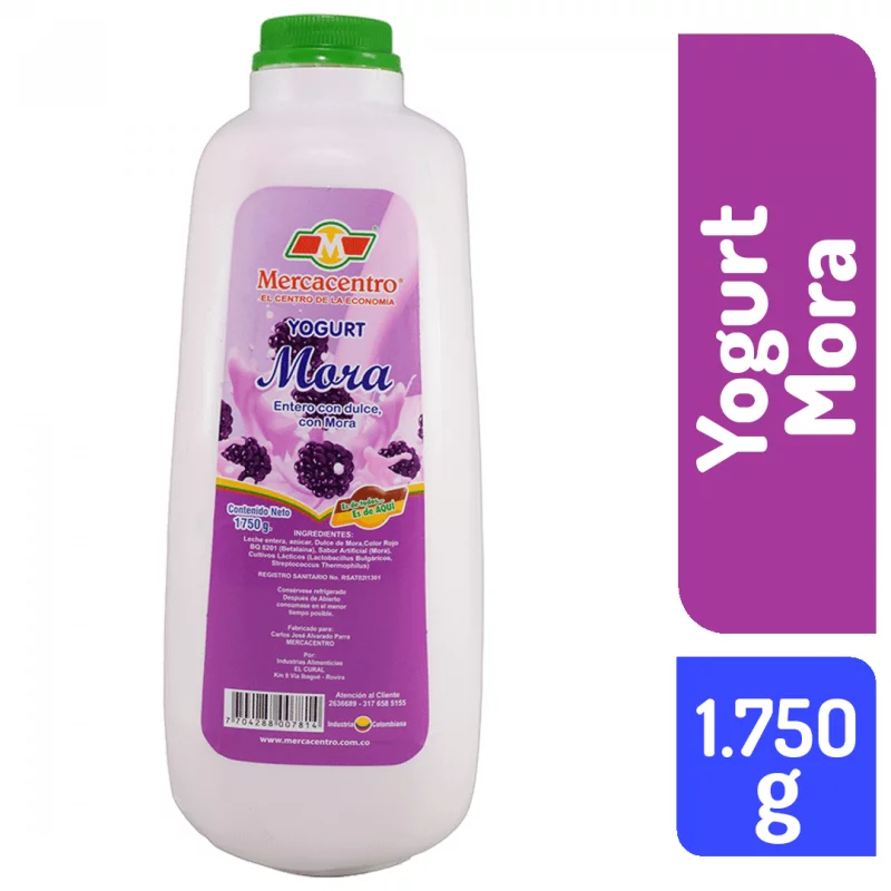 Yogurt Mercacentro Tarro Mora 1750 g